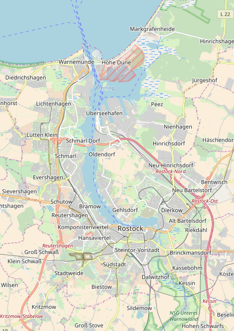 Rostock in Open Street Map
