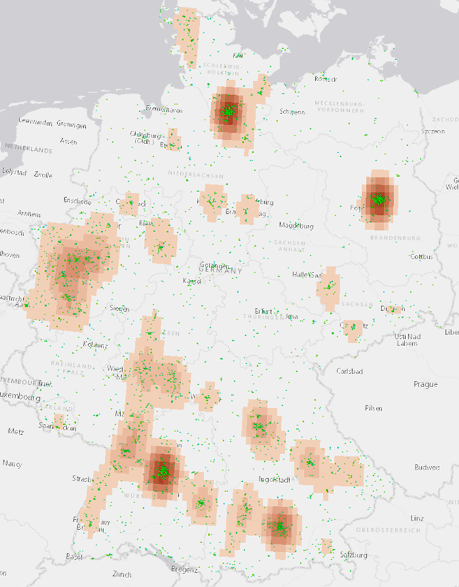 Spatial Distribution of Charging Stations in Germany and Core Density Estimation